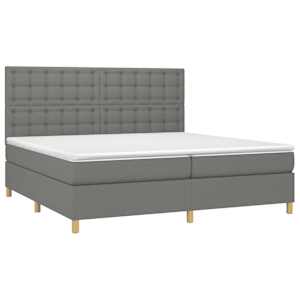 Box spring postel s matrací a LED tmavě šedá 200x200 cm textil - obrázek 3