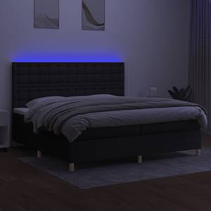 Box spring postel s matrací a LED černá 200x200 cm textil - obrázek 4