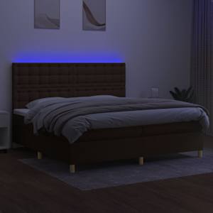 Box spring postel s matrací a LED tmavě hnědá 200x200 cm textil - obrázek 4