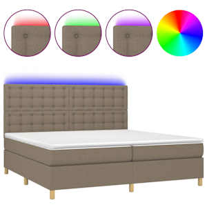 Box spring postel s matrací a LED taupe 200x200 cm textil - obrázek 2