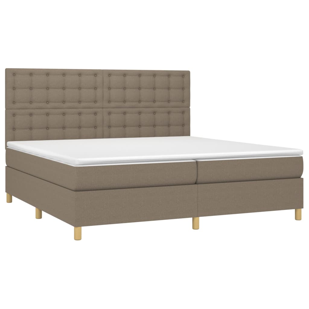 vidaXL Boxspring met matras en LED stof taupe 200x200 cm afbeelding