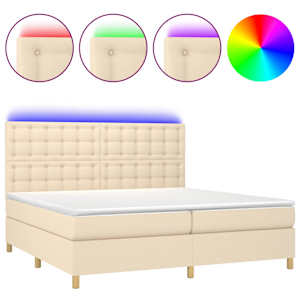 Box spring postel s matrací a LED krémová 200x200 cm textil - obrázek 2