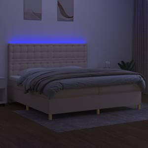 Box spring postel s matrací a LED krémová 200x200 cm textil - obrázek 4