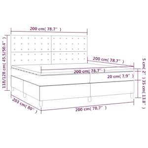 Box spring postel s matrací a LED modrá 200x200 cm textil - obrázek 8