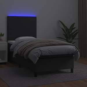 Box spring postel s matrací a LED černá 80 x 200 cm umělá kůže - obrázek 4