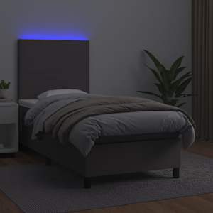 Box spring postel s matrací a LED šedá 90x190 cm umělá kůže - obrázek 4
