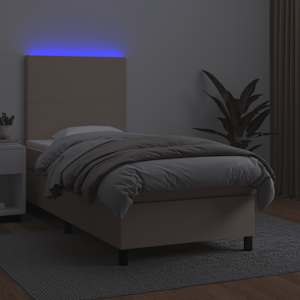 Box spring postel matrace a LED cappuccino 90x190 cm umělá kůže - obrázek 4