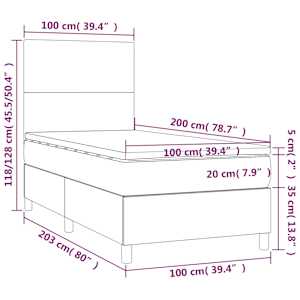 Box spring postel s matrací a LED bílá 100x200 cm umělá kůže - obrázek 8