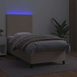 Box spring postel matrace a LED cappuccino 100x200cm umělá kůže - obrázek 4