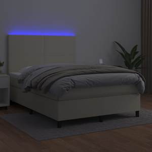 Box spring postel s matrací a LED krémová 140x190 cm umělá kůže - obrázek 4