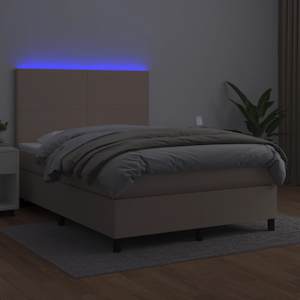 Box spring postel matrace a LED cappuccino 140x190cm umělá kůže - obrázek 4