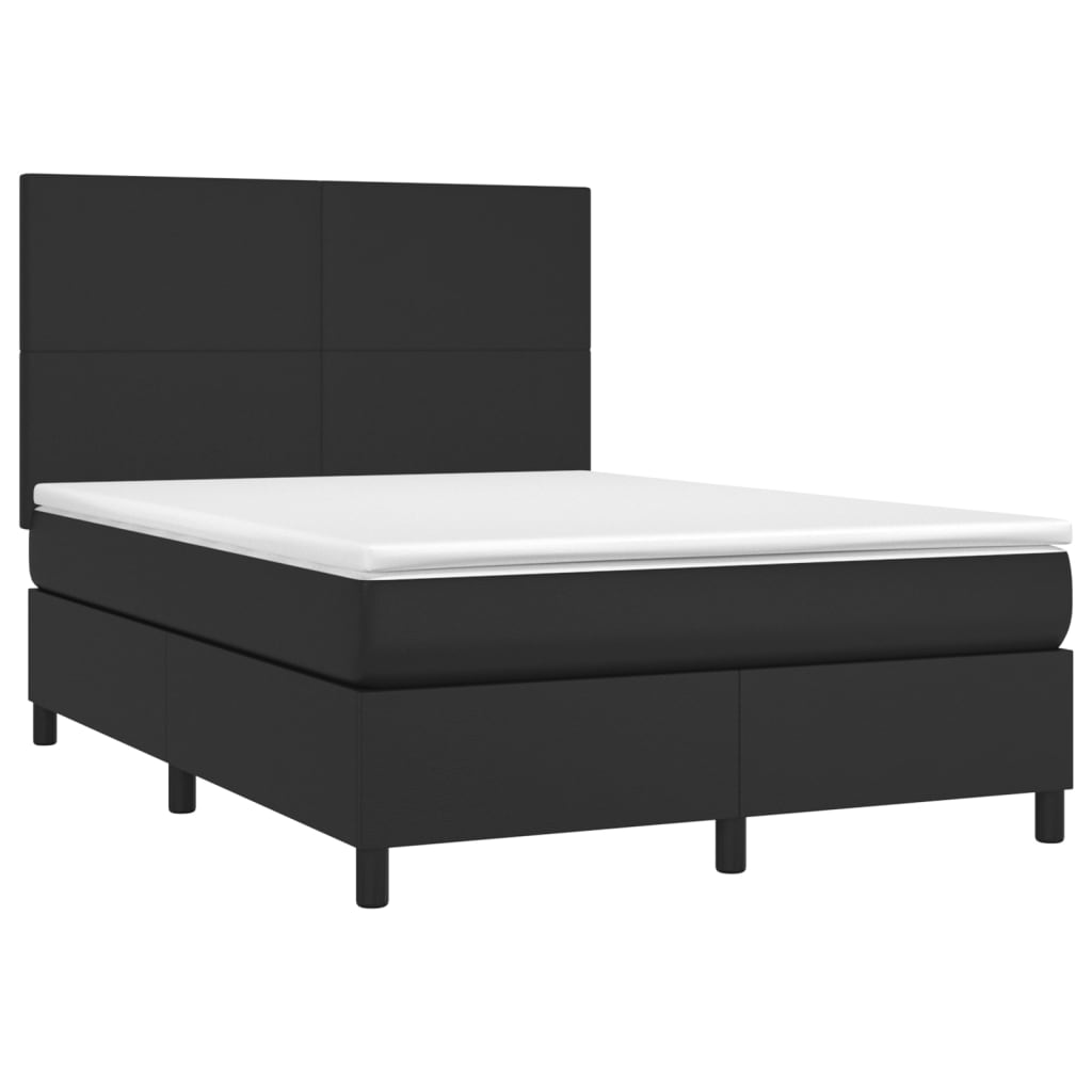 vidaXL Boxspring met matras en LED kunstleer zwart 140x200 cm afbeelding