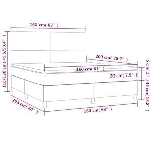 Box spring postel s matrací a LED krémová 160x200 cm umělá kůže - obrázek 8