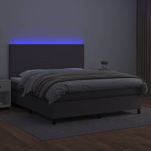 Box spring postel s matrací a LED šedá 160x200 cm umělá kůže - obrázek 4