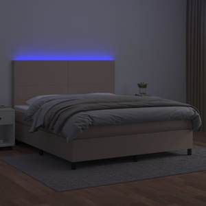 Box spring postel matrace a LED cappuccino 160x200cm umělá kůže - obrázek 4
