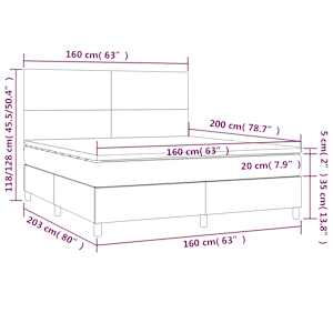 Box spring postel matrace a LED cappuccino 160x200cm umělá kůže - obrázek 8