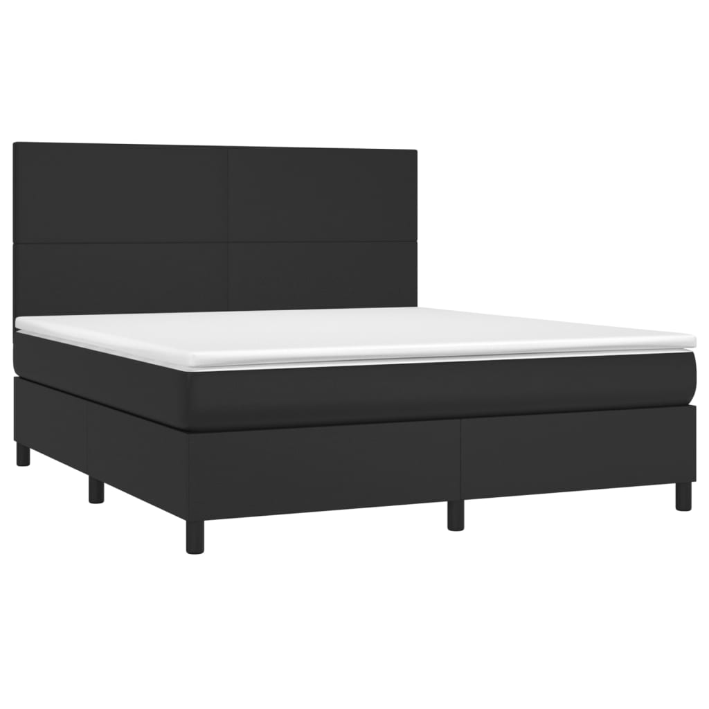 vidaXL Boxspring met matras en LED kunstleer zwart 180x200 cm afbeelding
