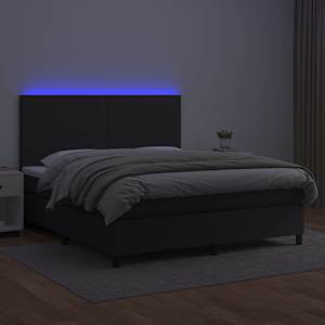 Box spring postel s matrací a LED černá 180x200 cm umělá kůže - obrázek 4