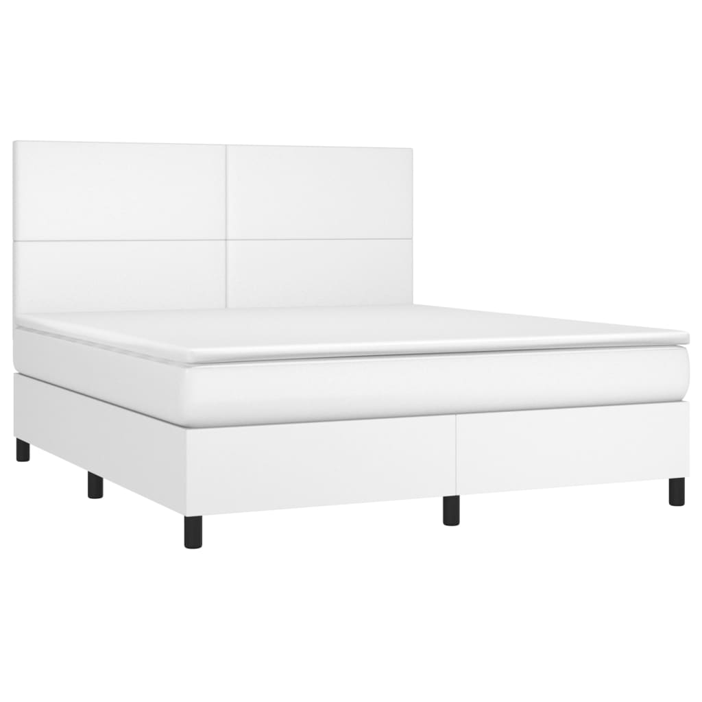 vidaXL Boxspring met matras en LED kunstleer wit 180x200 cm afbeelding