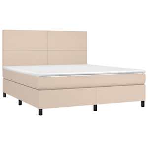 Box spring postel matrace a LED cappuccino 180x200cm umělá kůže - obrázek 3