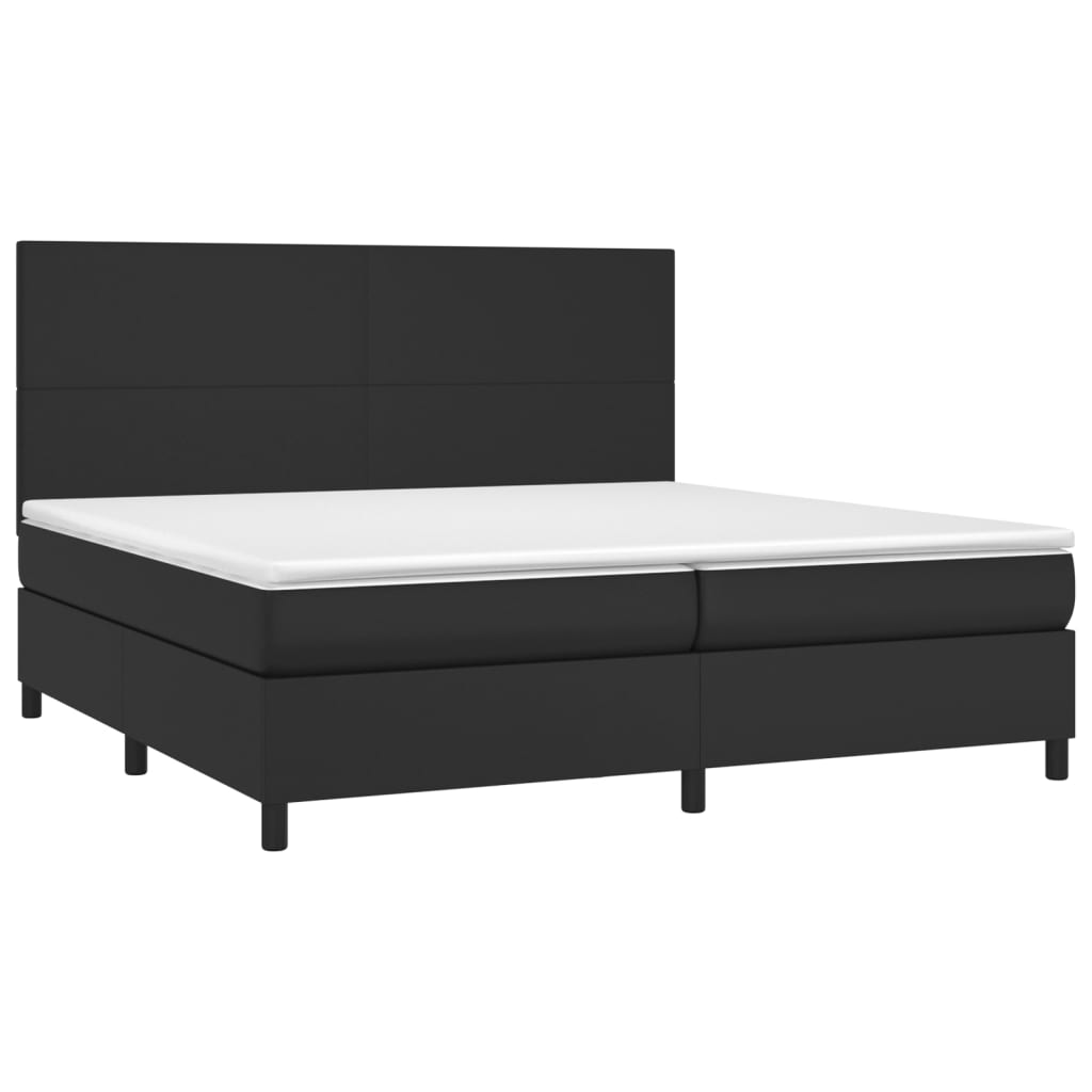 Box spring postel s matrací a LED černá 200x200 cm umělá kůže