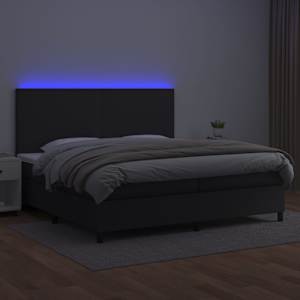 Box spring postel s matrací a LED černá 200x200 cm umělá kůže - obrázek 4