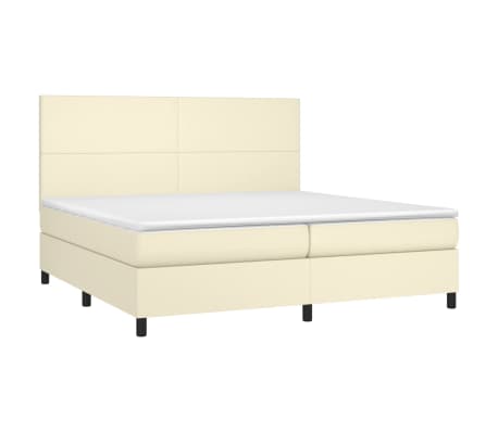 vidaXL Boxspring posteľ s matracom a LED krémová 200x200 cm umelá koža