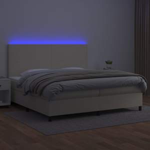 Box spring postel s matrací a LED krémová 200x200 cm umělá kůže - obrázek 4