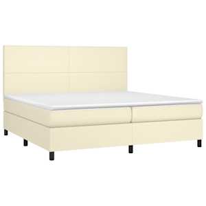 vidaXL Boxspringbett mit Matratze & LED Creme 200x200 cm Kunstleder