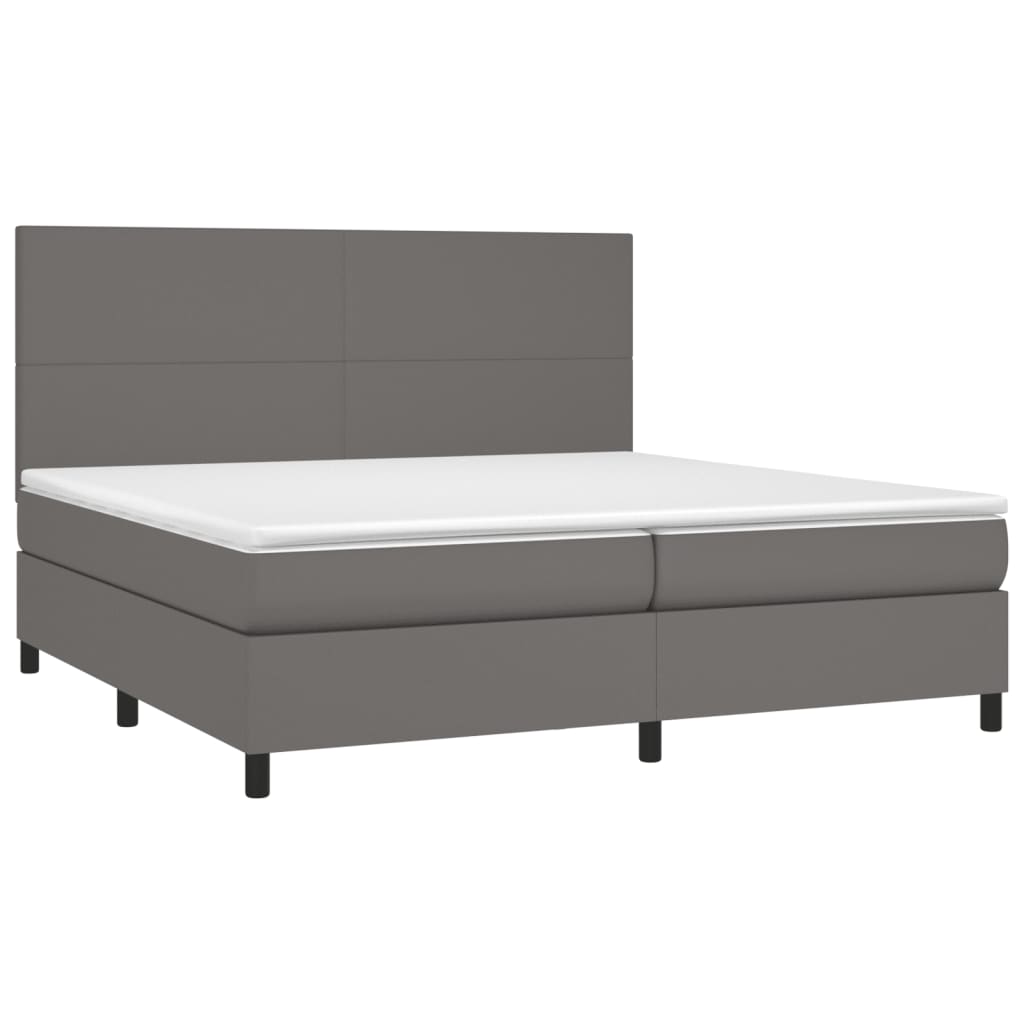 vidaXL Boxspring met matras en LED kunstleer grijs 200x200 cm afbeelding