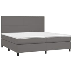 vidaXL Boxspringbett mit Matratze & LED Grau 200x200 cm Kunstleder
