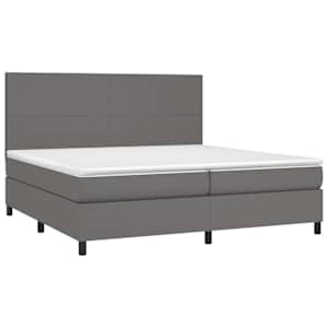 vidaXL Boxspring posteľ s matracom a LED siv&aacute; 200x200 cm umel&aacute; koža