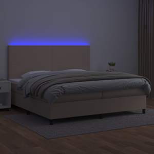 Box spring postel matrace a LED cappuccino 200x200cm umělá kůže - obrázek 4