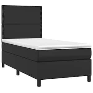 Box spring postel s matrací a LED černá 80 x 200 cm umělá kůže - obrázek 3