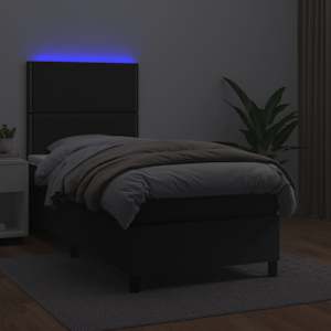 Box spring postel s matrací a LED černá 80 x 200 cm umělá kůže - obrázek 4