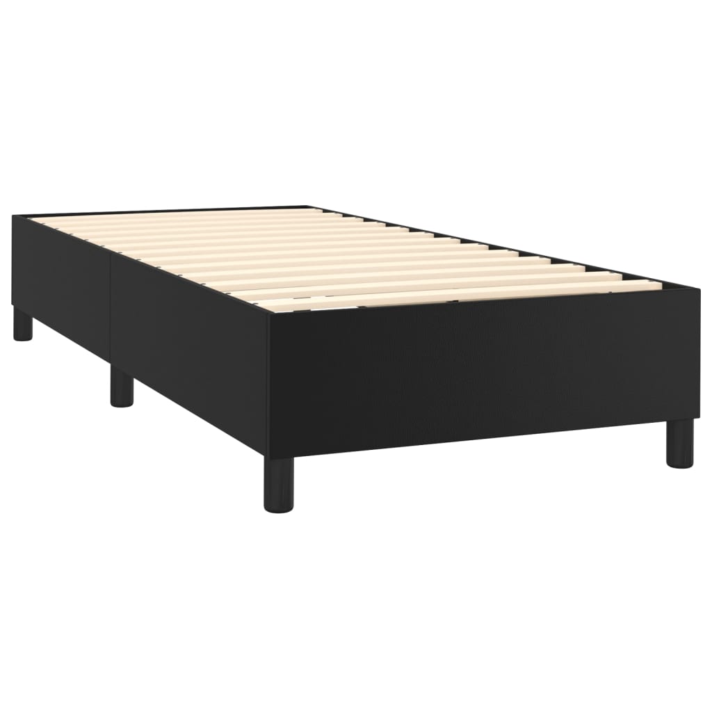fekete műbőr rugós ágy matraccal és LED-del 90x190 cm