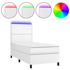 Box spring postel s matrací a LED bílá 90x200 cm umělá kůže - obrázek 2
