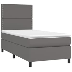 Box spring postel s matrací a LED šedá 100x200 cm umělá kůže - obrázek 3