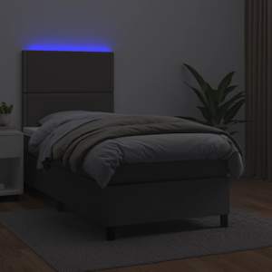 Box spring postel s matrací a LED šedá 100x200 cm umělá kůže - obrázek 4