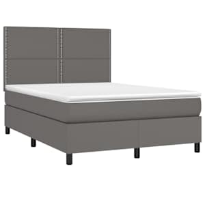 Box spring postel s matrací a LED šedá 140x190 cm umělá kůže - obrázek 3