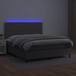 Box spring postel s matrací a LED šedá 140x190 cm umělá kůže - obrázek 4
