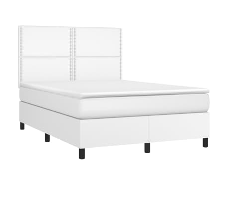 vidaXL Giroletto Molle con Materasso e LED Bianco 140x200cm Similpelle