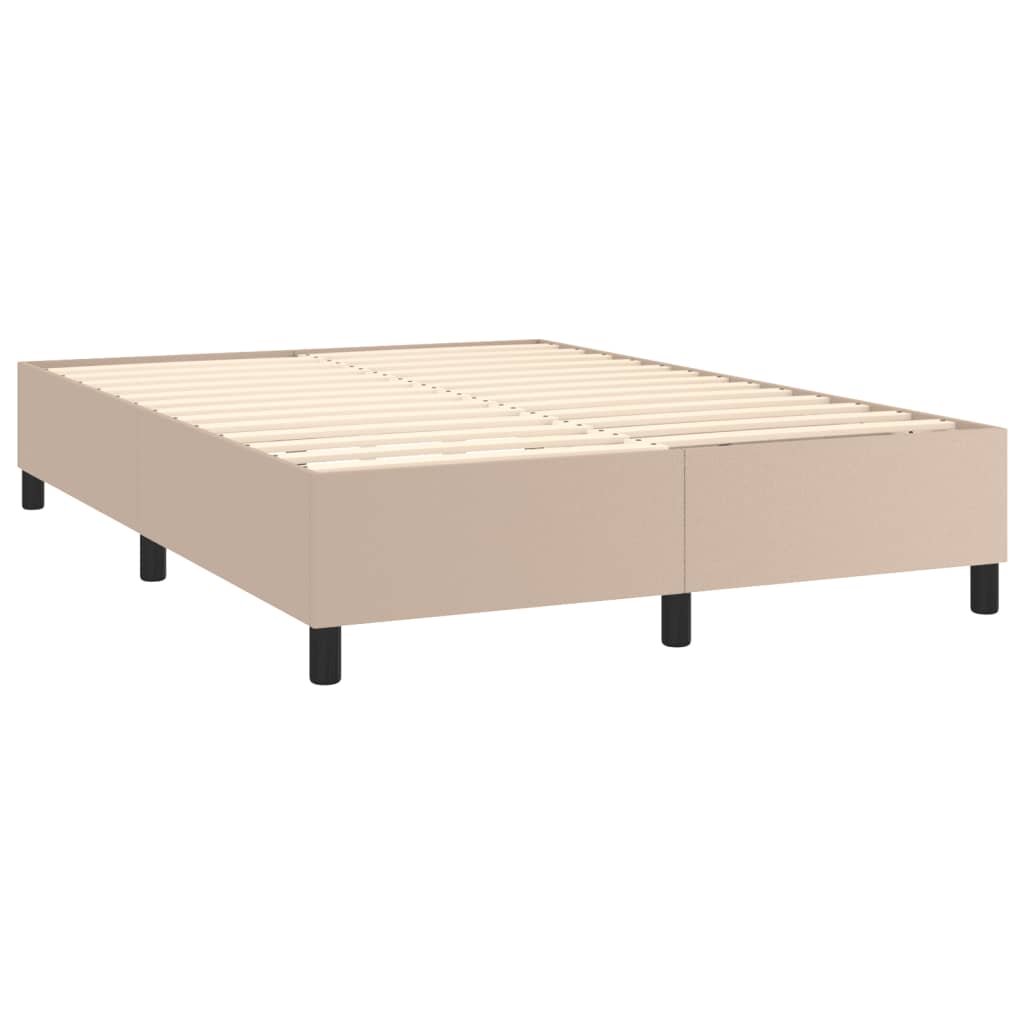 Box spring postel matrace a LED cappuccino 140x200cm umělá kůže