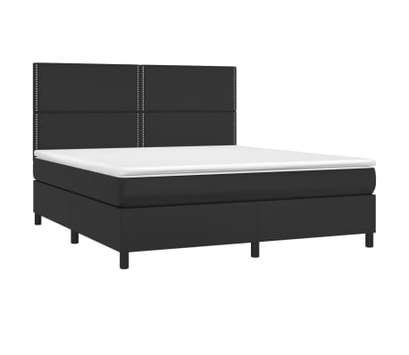 vidaXL Boxspring met matras en LED kunstleer zwart 160x200 cm