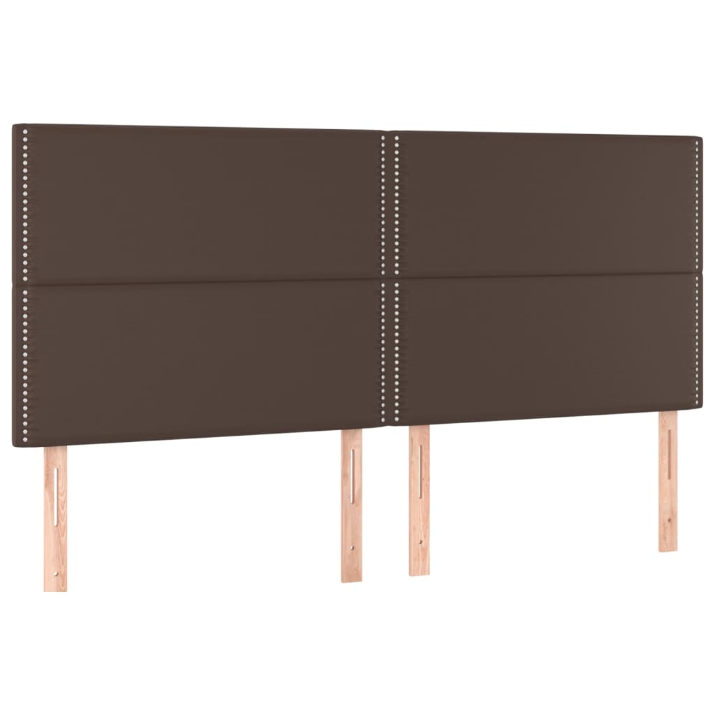 Łóżko kontynentalne z materacem i LED, brąz, ekoskóra 180x200cm