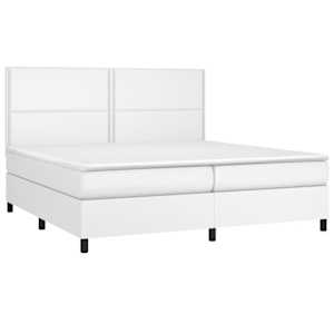 Box spring postel s matrací a LED bílá 200x200 cm umělá kůže - obrázek 3