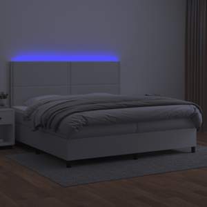 Box spring postel s matrací a LED bílá 200x200 cm umělá kůže - obrázek 4