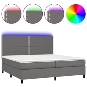 Box spring postel s matrací a LED šedá 200x200 cm umělá kůže - obrázek 2