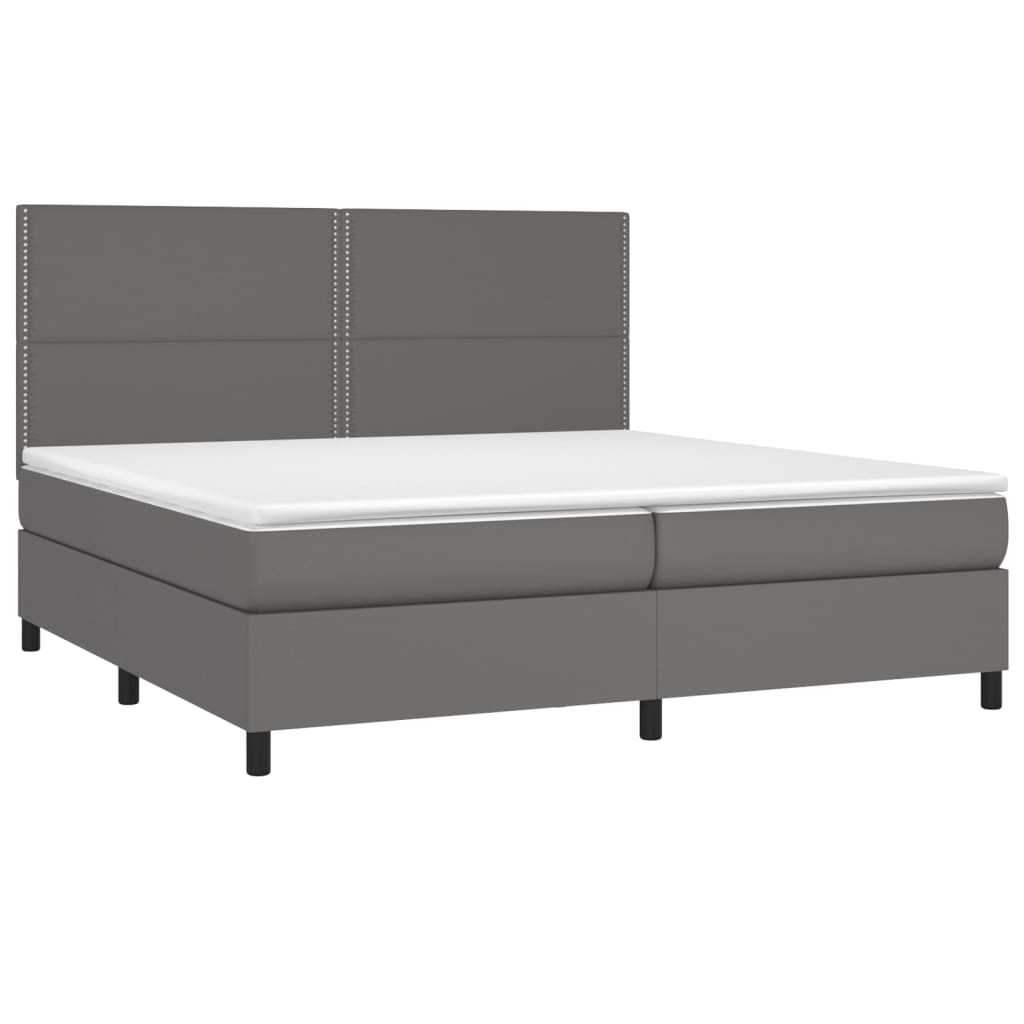 vidaXL Boxspring met matras en LED kunstleer grijs 200x200 cm afbeelding
