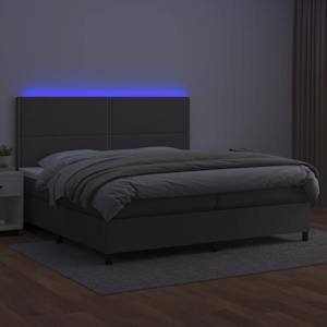 Box spring postel s matrací a LED šedá 200x200 cm umělá kůže - obrázek 4